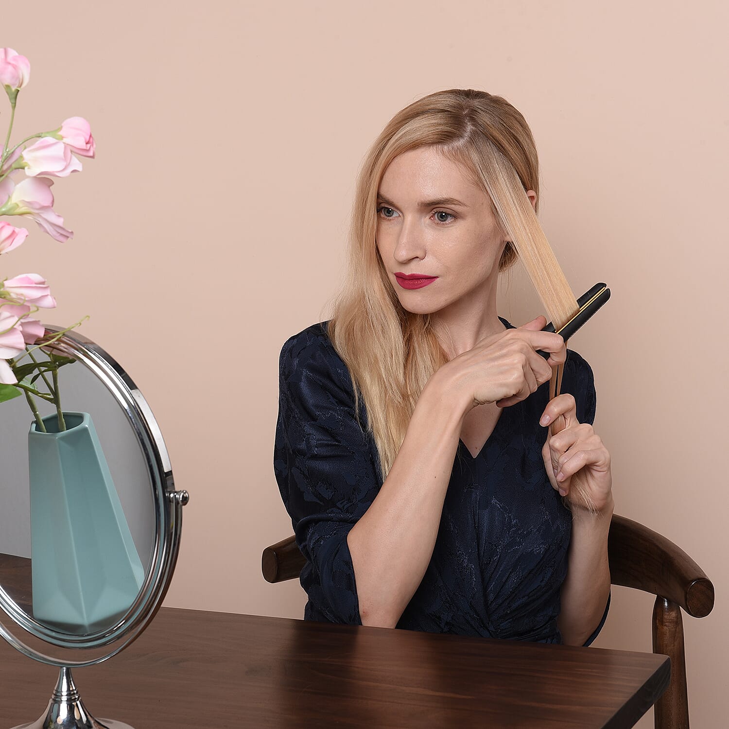 Multi Functional Mini & Travel Portable Hair Curl  Straightener with LED Indicator and Power Cable- Black