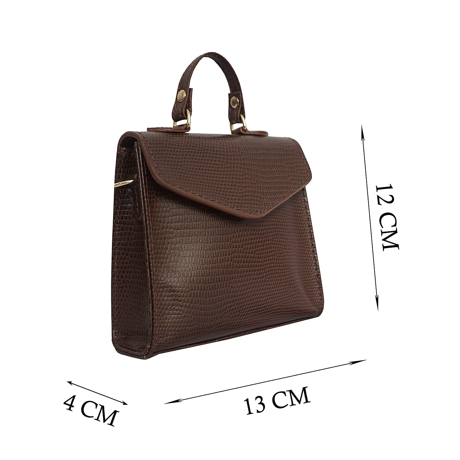 Assots London KYLIE Lizard Textured Genuine Leather Grab Bag (Size 13x2.5x10 Cm)  - Brown