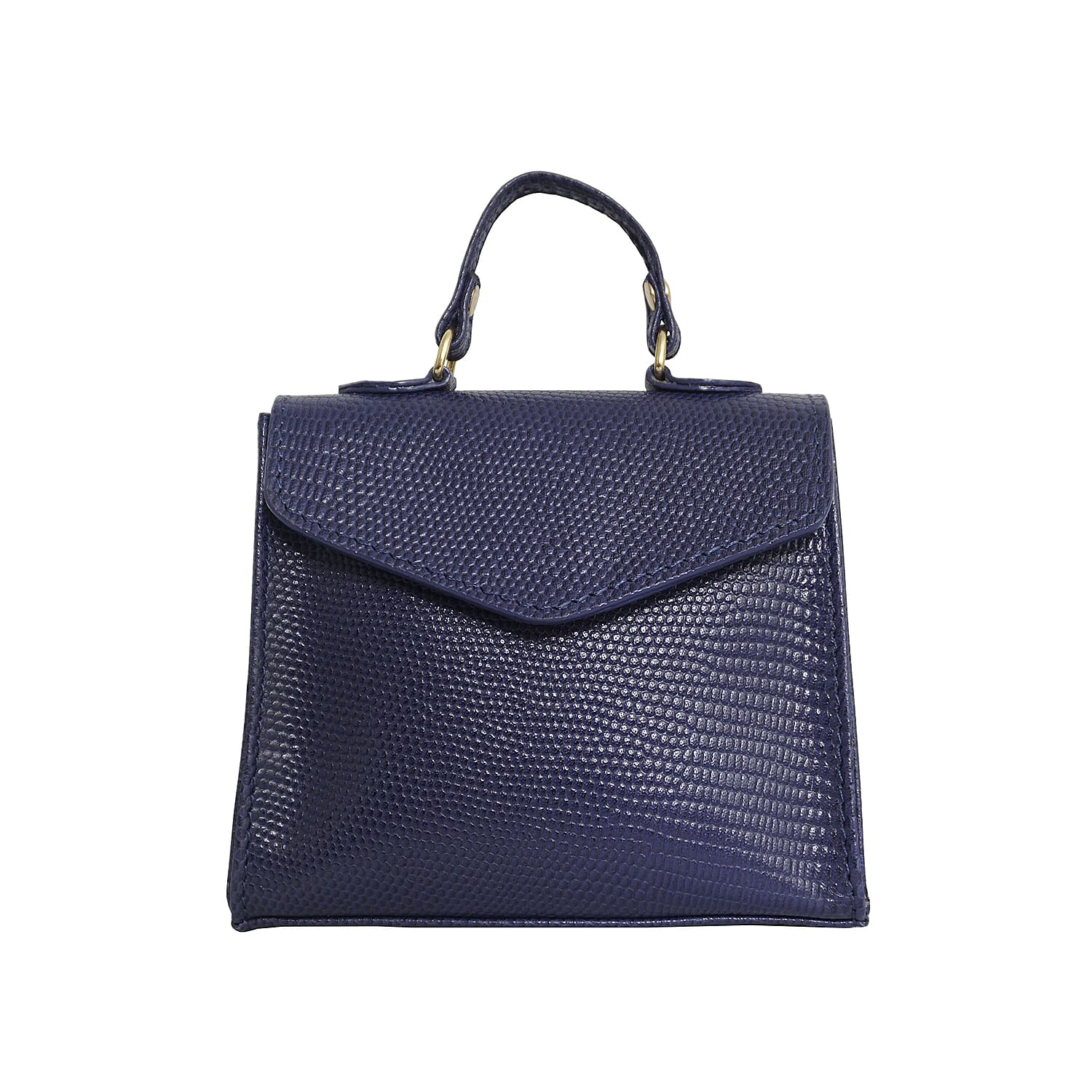 Assots London KYLIE Lizard Textured Genuine Leather Grab Bag (Size 13x2.5x10 Cm) - Navy