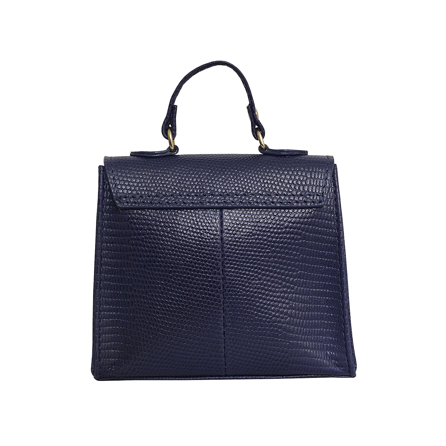 Assots London KYLIE Lizard Textured Genuine Leather Grab Bag (Size 13x2.5x10 Cm) - Navy