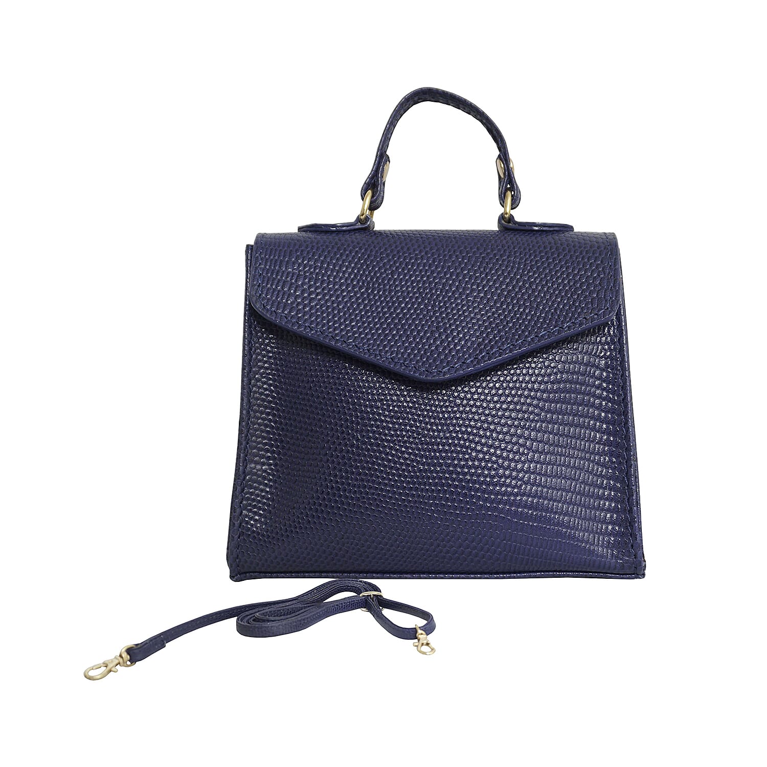Assots London KYLIE Lizard Textured Genuine Leather Grab Bag (Size 13x2.5x10 Cm) - Navy