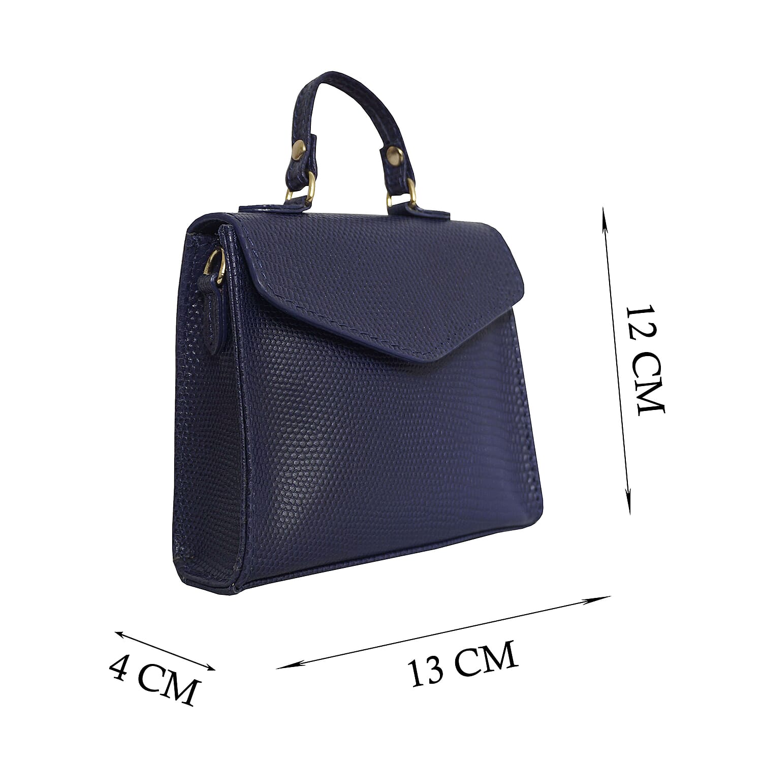 Assots London KYLIE Lizard Textured Genuine Leather Grab Bag (Size 13x2.5x10 Cm) - Navy