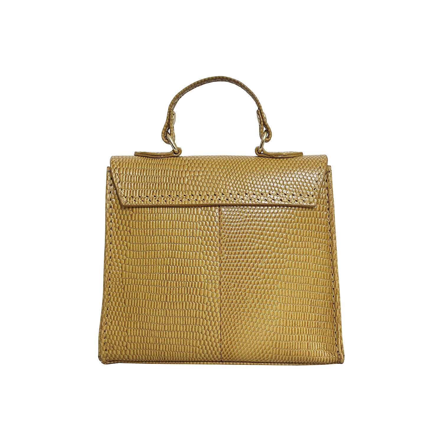 Assots London KYLIE Lizard Textured Genuine Leather Grab Bag (Size 13x2.5x10 Cm) - Ochre