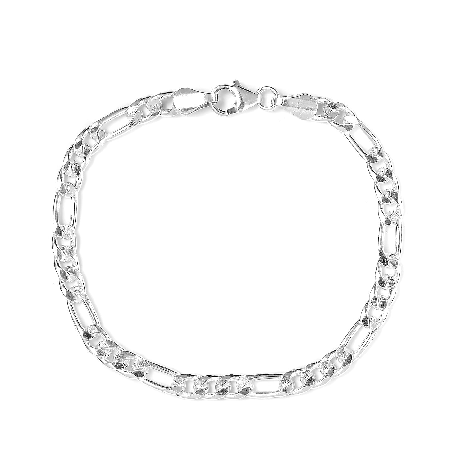 Sterling Silver Figaro Chain Bracelet (Size 7.5), Silver wt. 9.32 Gms