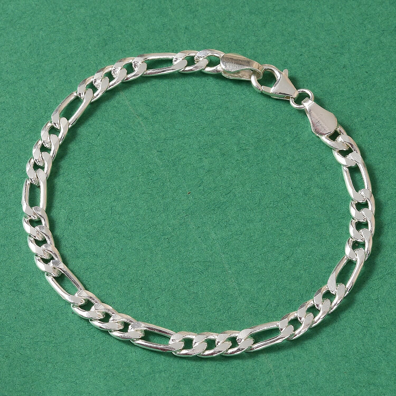 Sterling Silver Figaro Chain Bracelet (Size 7.5), Silver wt. 9.32 Gms