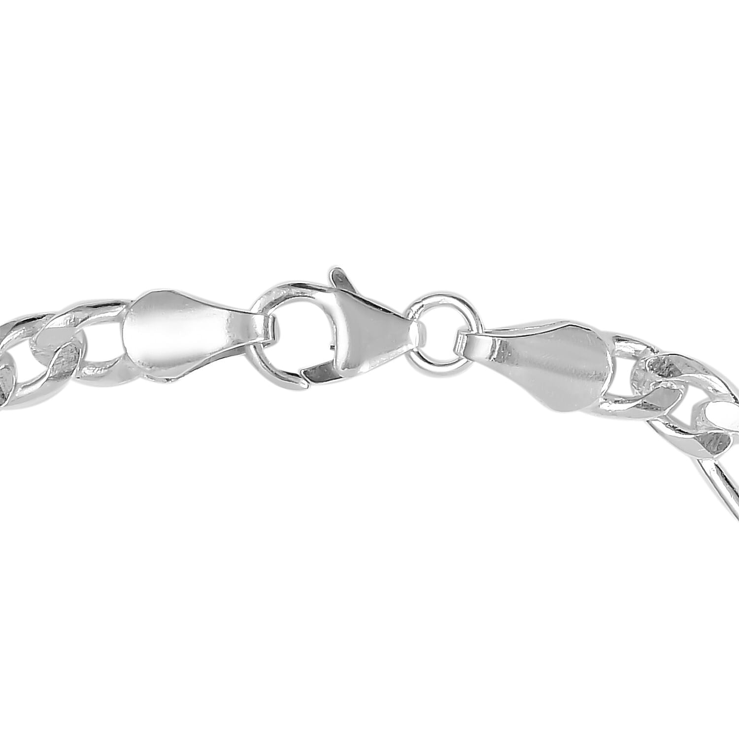 Sterling Silver Figaro Chain Bracelet (Size 7.5), Silver wt. 9.32 Gms