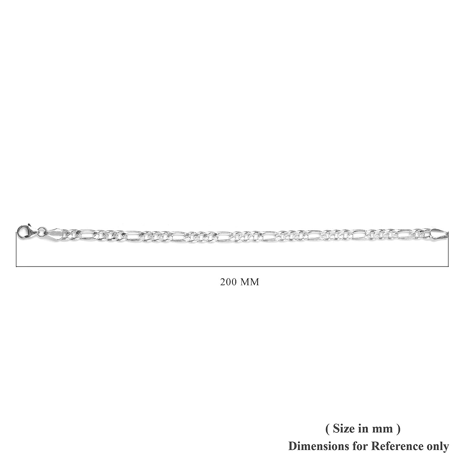 Sterling Silver Figaro Chain Bracelet (Size 7.5), Silver wt. 9.32 Gms