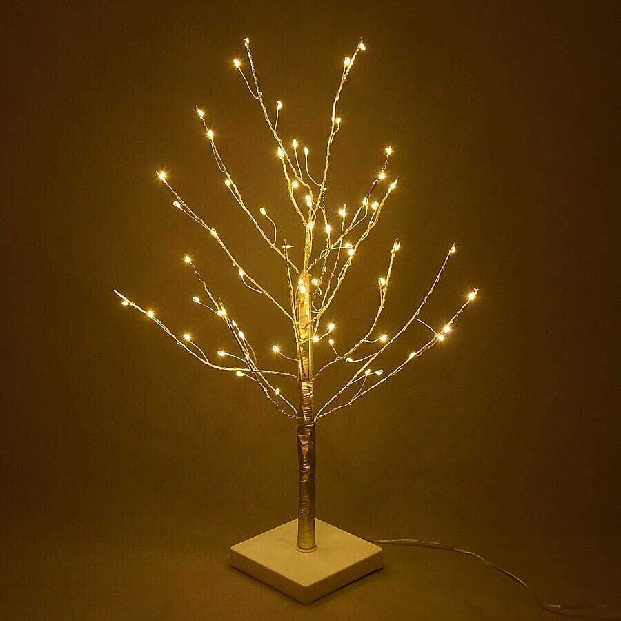 60 cm Tall Tree with 64 LED Warm Lights - Champagne Gold (3xAA Battery not Included)