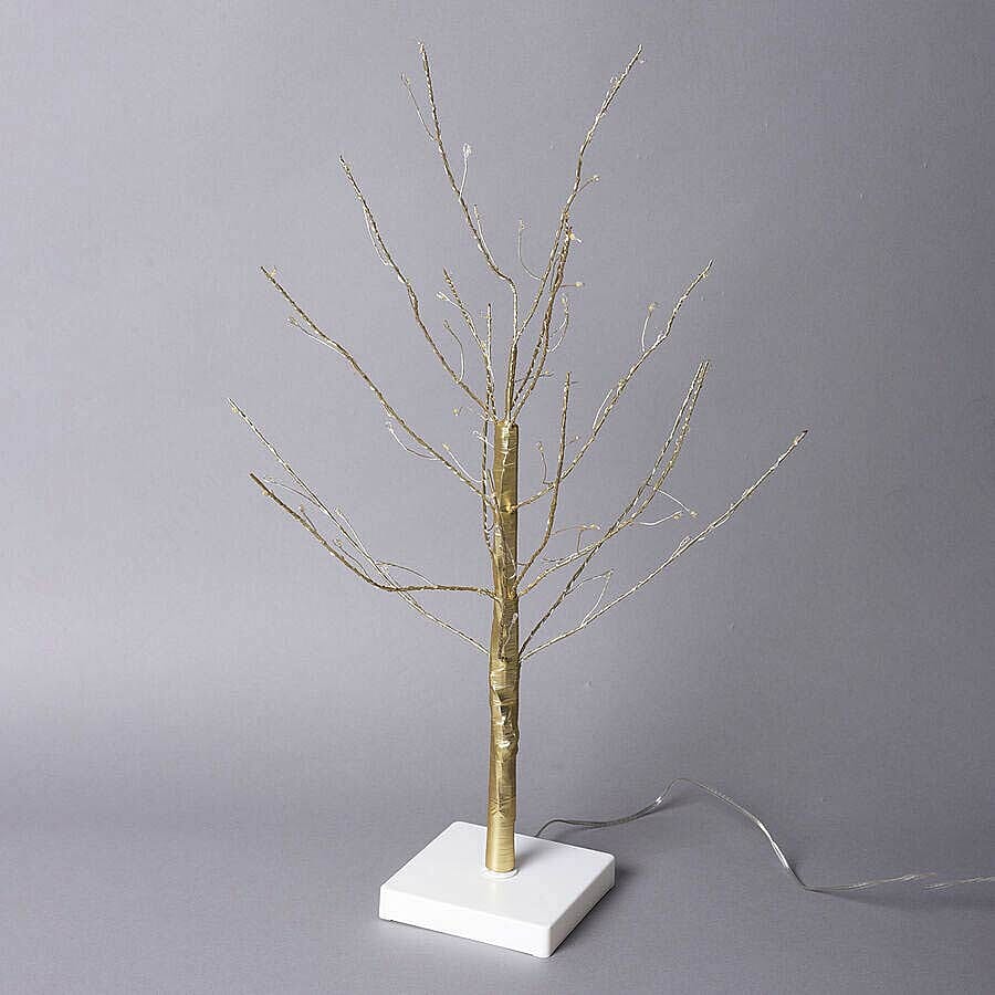 60 cm Tall Tree with 64 LED Warm Lights - Champagne Gold (3xAA Battery not Included)