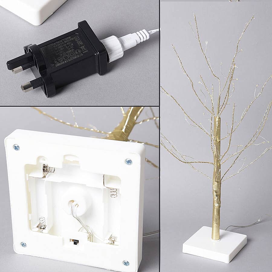 60 cm Tall Tree with 64 LED Warm Lights - Champagne Gold (3xAA Battery not Included)