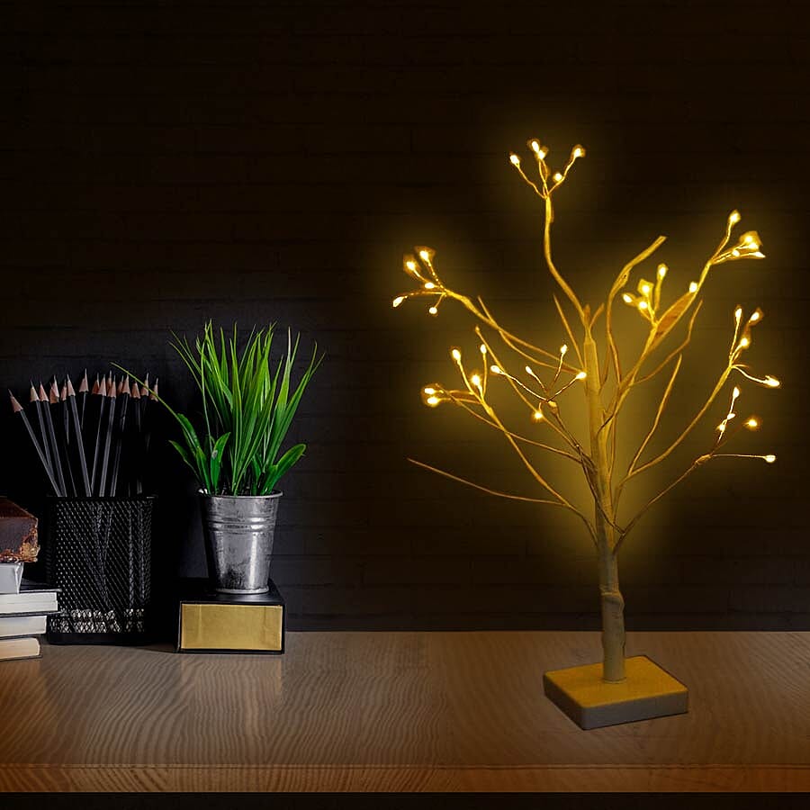 45cm Tall Tree with Warm Lights - Firework Ball (3xAA Battery Not Included)