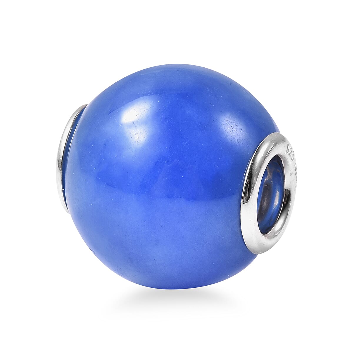 Charms De Memoire - Blue Jade Charm in Rhodium Overlay Sterling Silver 18.50 Ct.