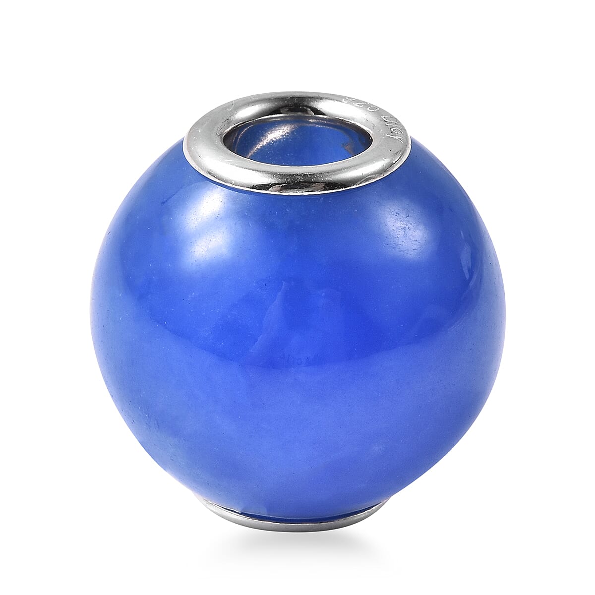 Charms De Memoire - Blue Jade Charm in Rhodium Overlay Sterling Silver 18.50 Ct.