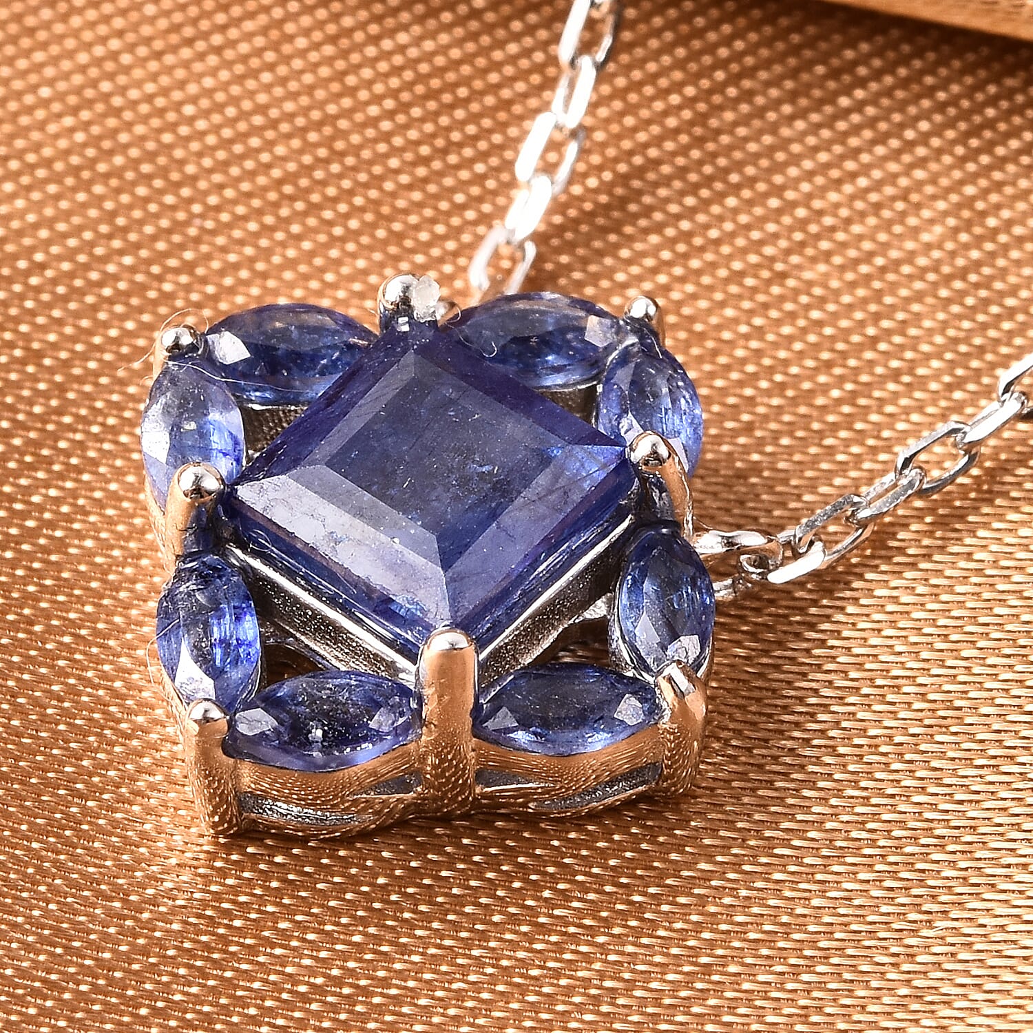 Isabella Liu Floral Collection - AA Masoala Sapphire Necklace (Size 18) in Rhodium Overlay Sterling Silver