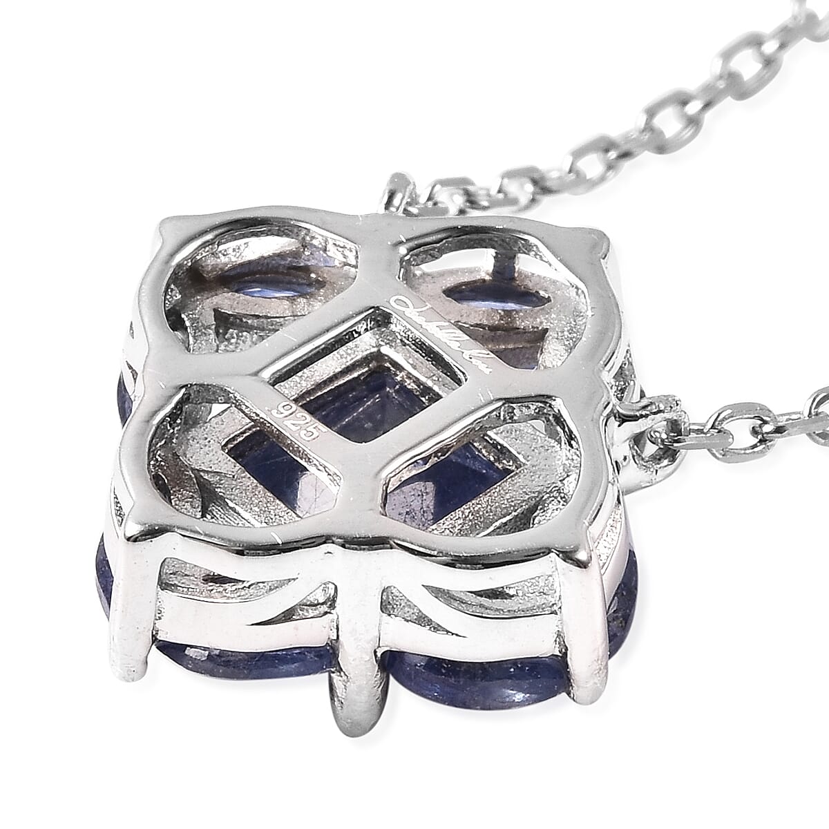 Isabella Liu Floral Collection - AA Masoala Sapphire Necklace (Size 18) in Rhodium Overlay Sterling Silver
