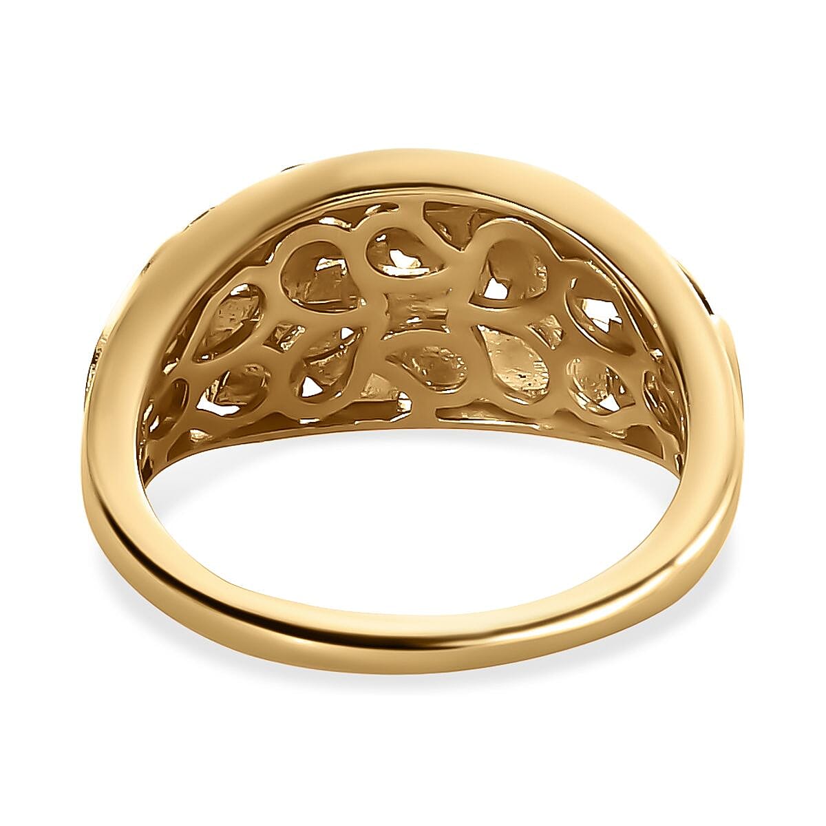 Diamond Dome Ring in 18K Vermeil Yellow Gold Plated and Plating Overlay.