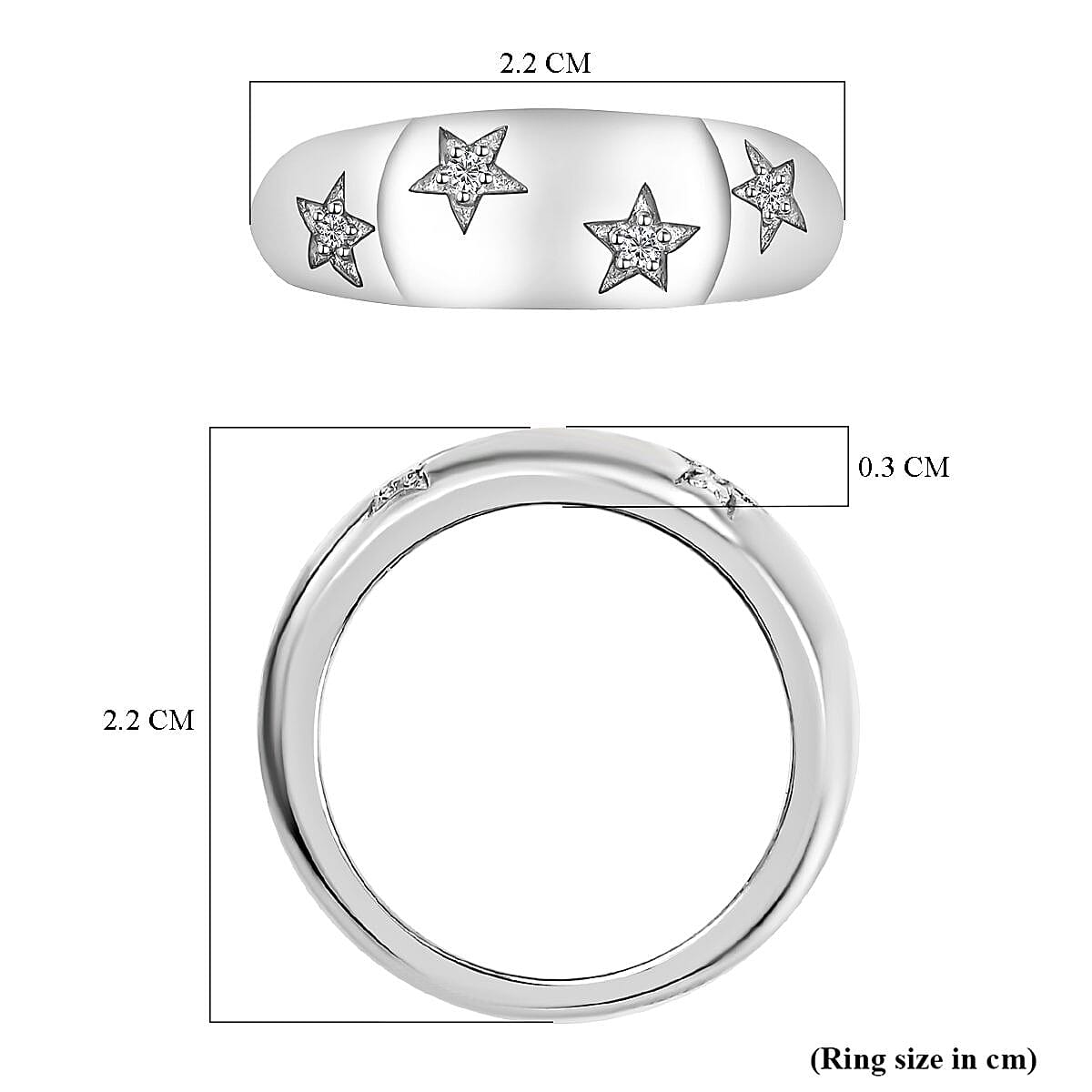 Diamond Star Ring in Sterling Silver