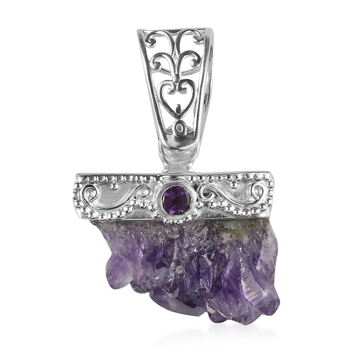 Amethyst Geode Pendant in Sterling Silver 56.71 Ct.