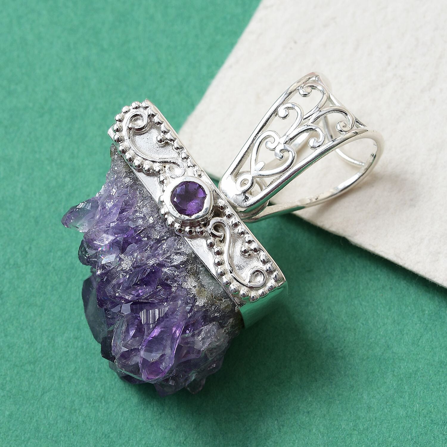 Amethyst Geode Pendant in Sterling Silver 56.71 Ct.