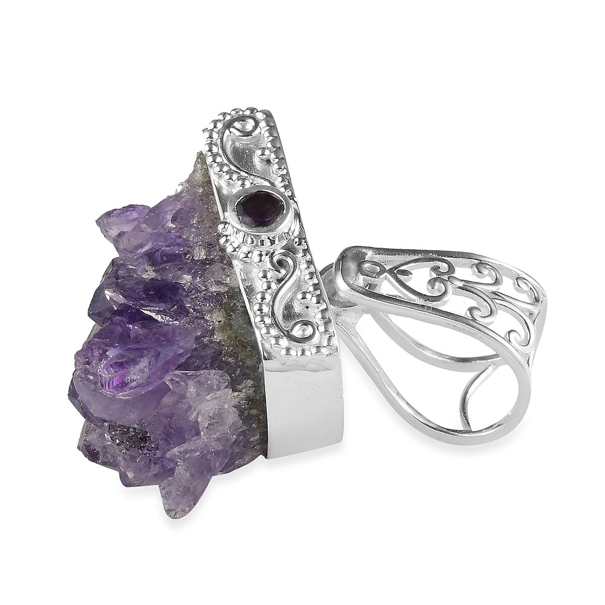 Amethyst Geode Pendant in Sterling Silver 56.71 Ct.