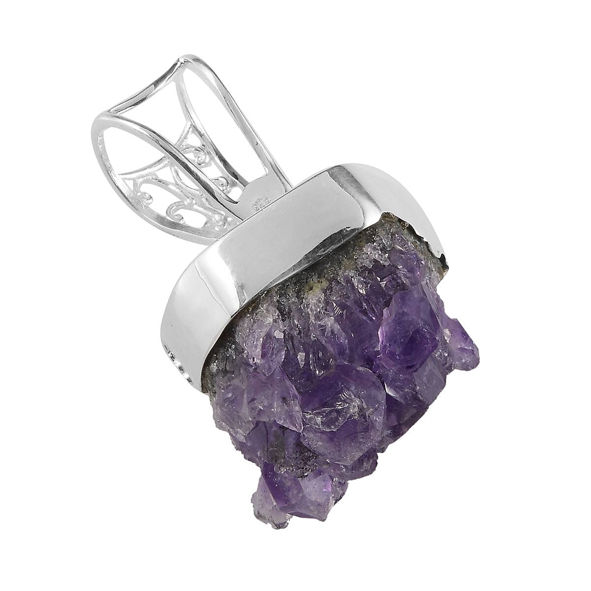 Amethyst Geode Pendant in Sterling Silver 56.71 Ct.
