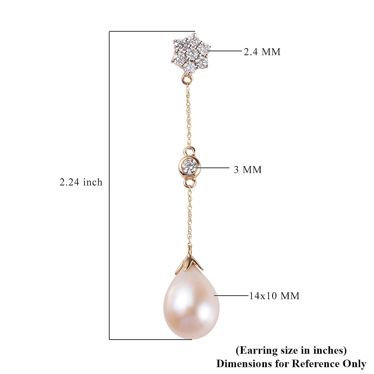 ILIANA 18K Yellow Gold Freshwater Pearl and Diamond Dangle Earrings (with Screw Back) 21.00Cts.