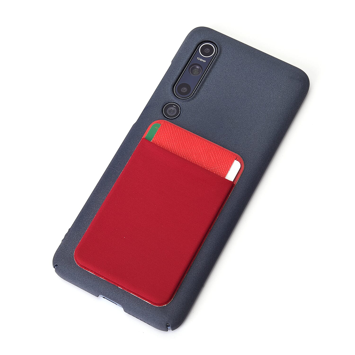 Set of 3 - Adhesive Stick On Wallet Card Holder Sleeve for Smartphones (Red, Purple and Grey)