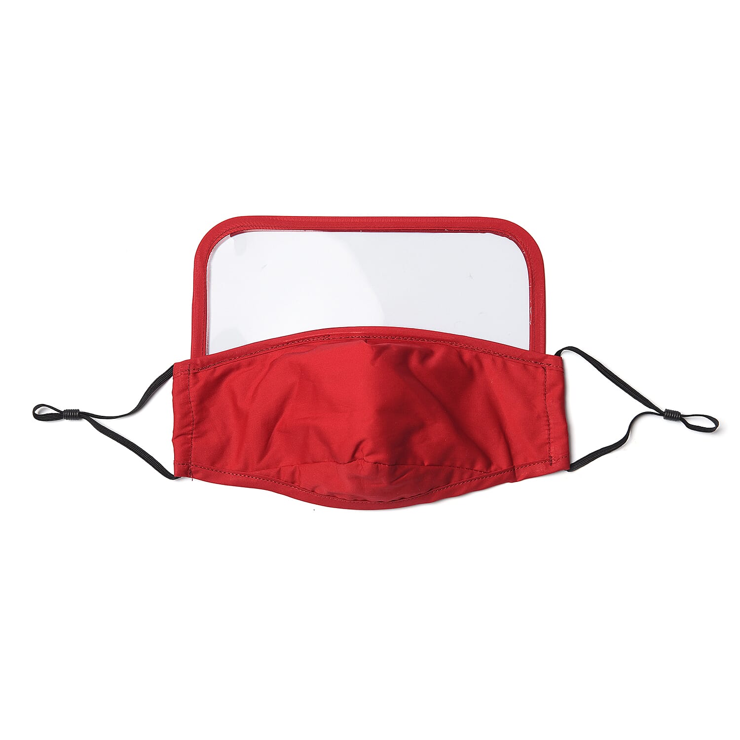Reusable Face Covering with Eye Shield and Adjustable Ear Loop (Size 22x18cm) - Red