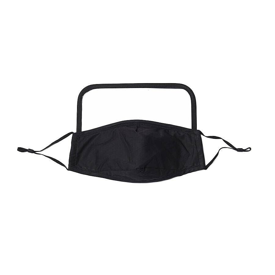 Reusable Face Covering with Eye Shield and Adjustable Ear Loop (Size 22x18cm) - Black