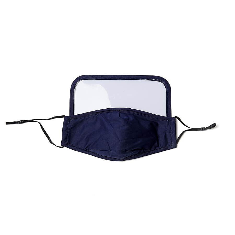 Reusable Face Covering with Eye Shield and Adjustable Ear Loop (Size 22x18cm) - Navy