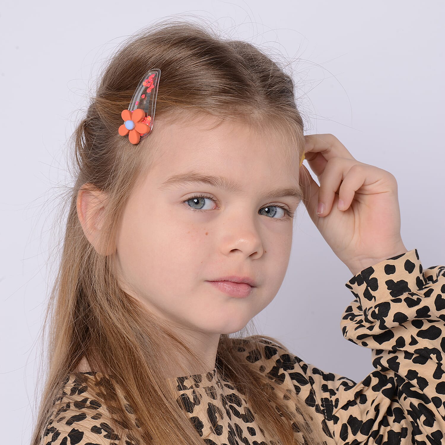 Set of 5 - Multi Colour Kids Hair Clips in Silver Tone (Size 5.5x2.8cm)