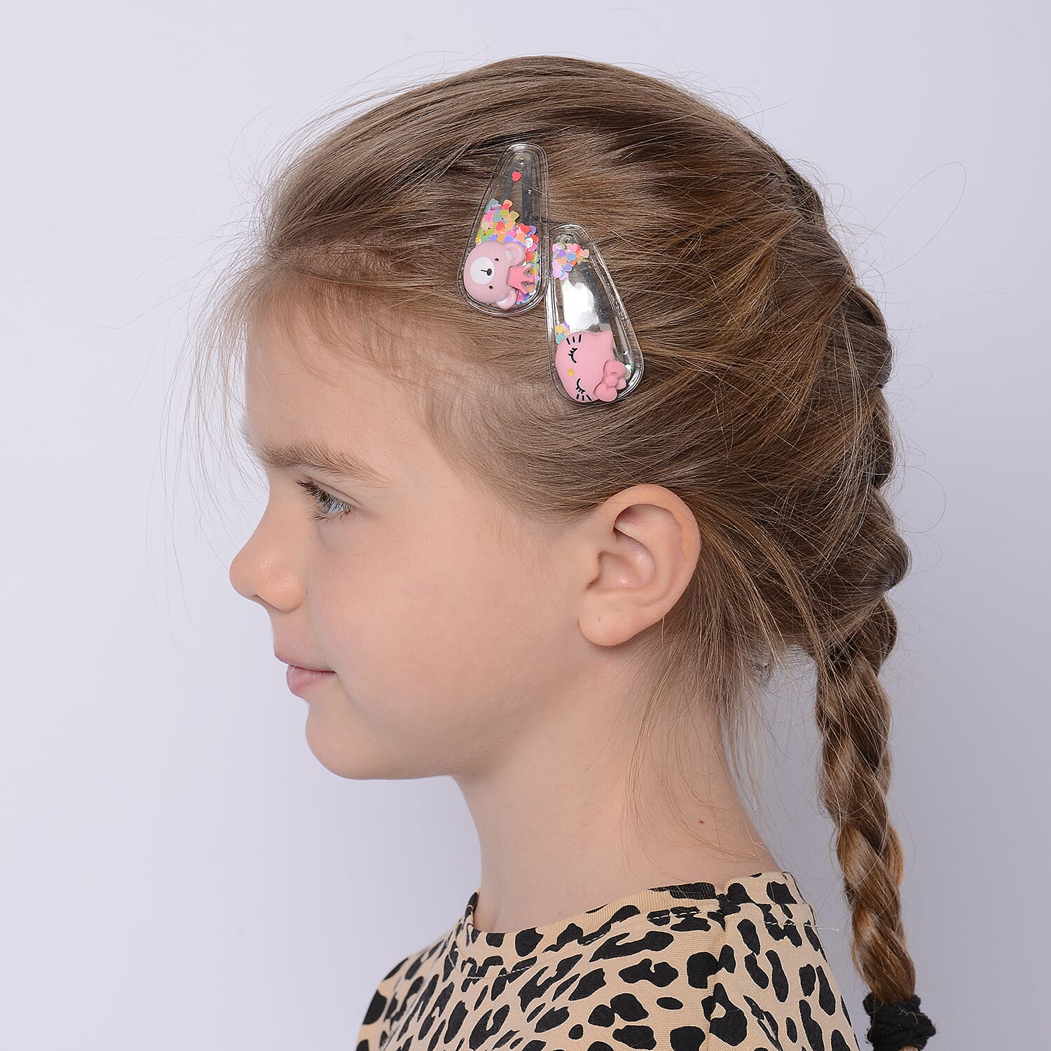 Set of 5 - Multi Colour Kids Hair Clips in Silver Tone (Size 5.5x2.8cm)
