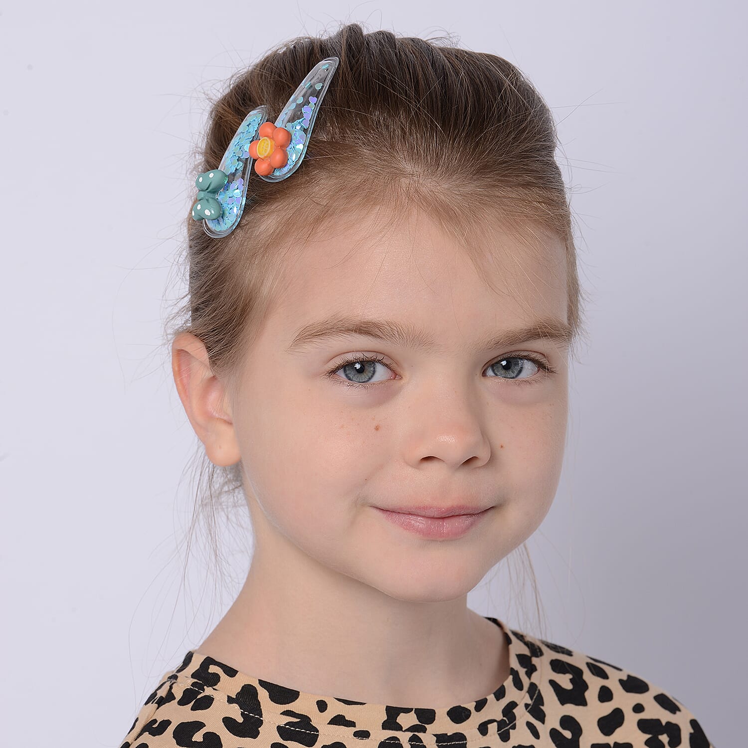 Set of 5 - Multi Colour Kids Hair Clips in Silver Tone (Size 5.5x2.8cm)