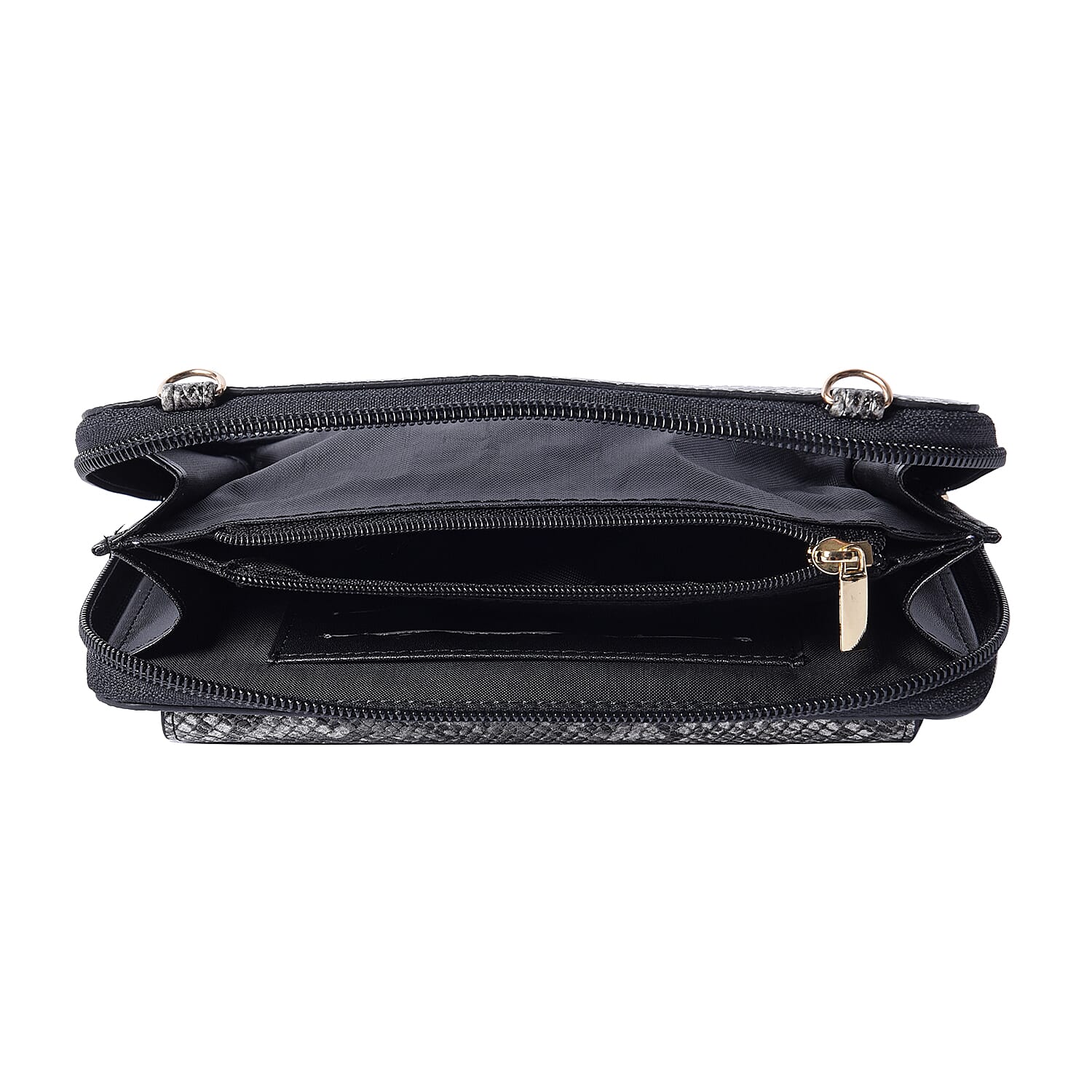 2 Piece Set - RFID Grey and White Snake Print Crossbody Bag and 4000mAh Wireless Power Bankcompar