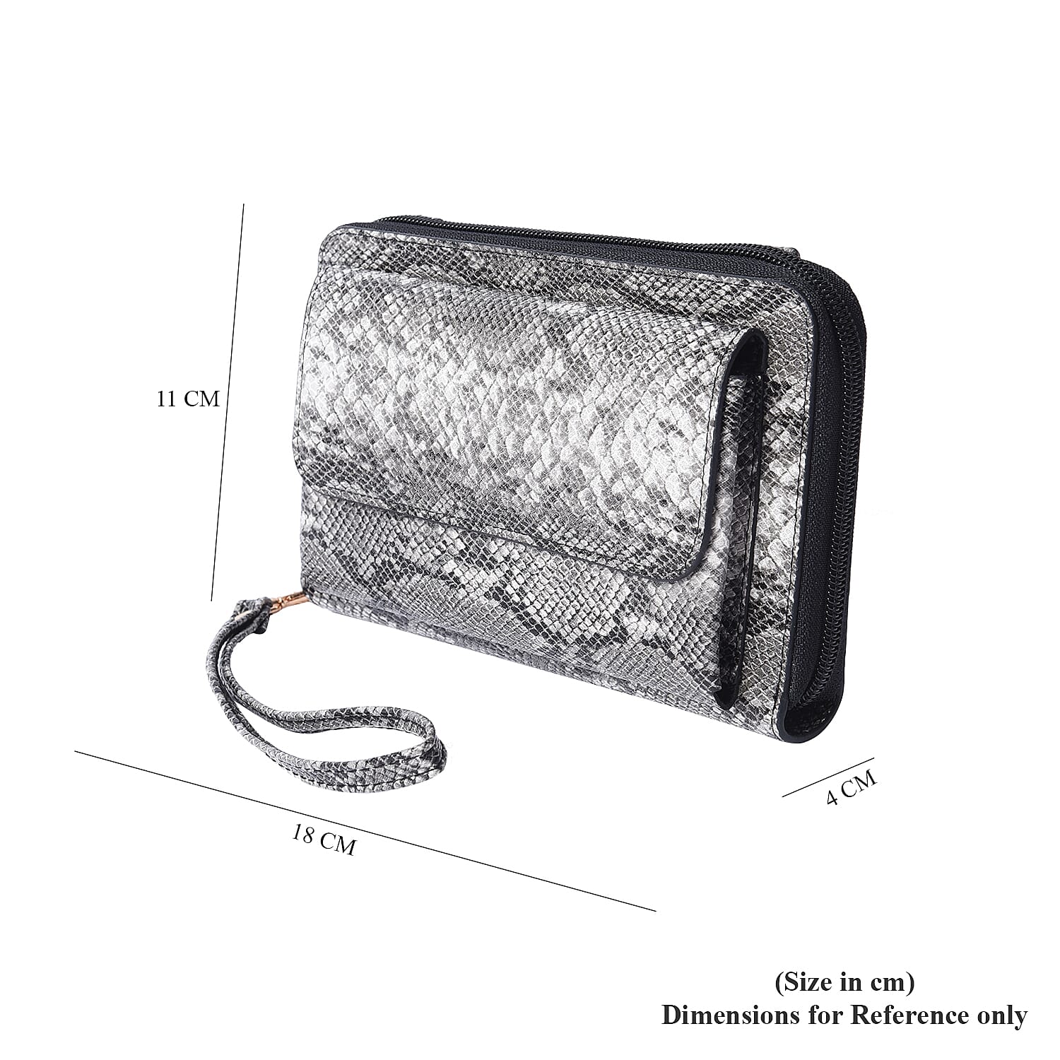 2 Piece Set - RFID Grey and White Snake Print Crossbody Bag and 4000mAh Wireless Power Bankcompar