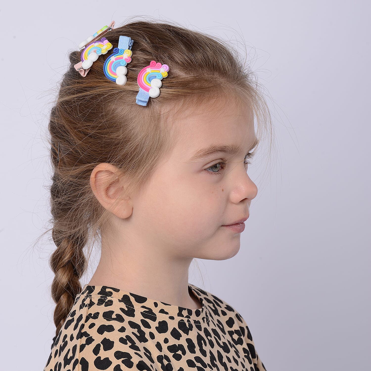 10 Pcs Multi Colour Unicorn & Cloud Design Hair Clip (Size 4x2 Cm)