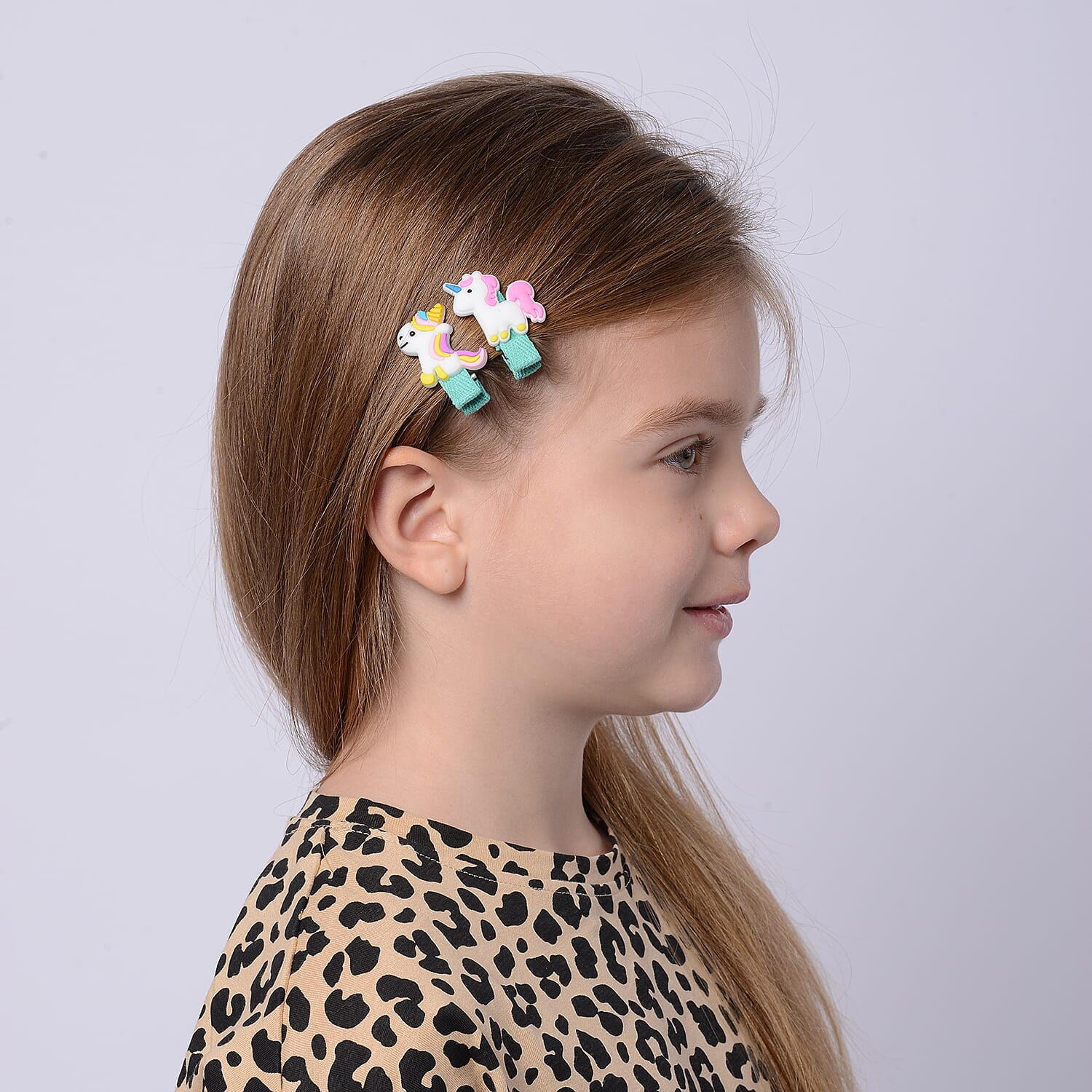 10 Pcs Multi Colour Unicorn & Cloud Design Hair Clip (Size 4x2 Cm)