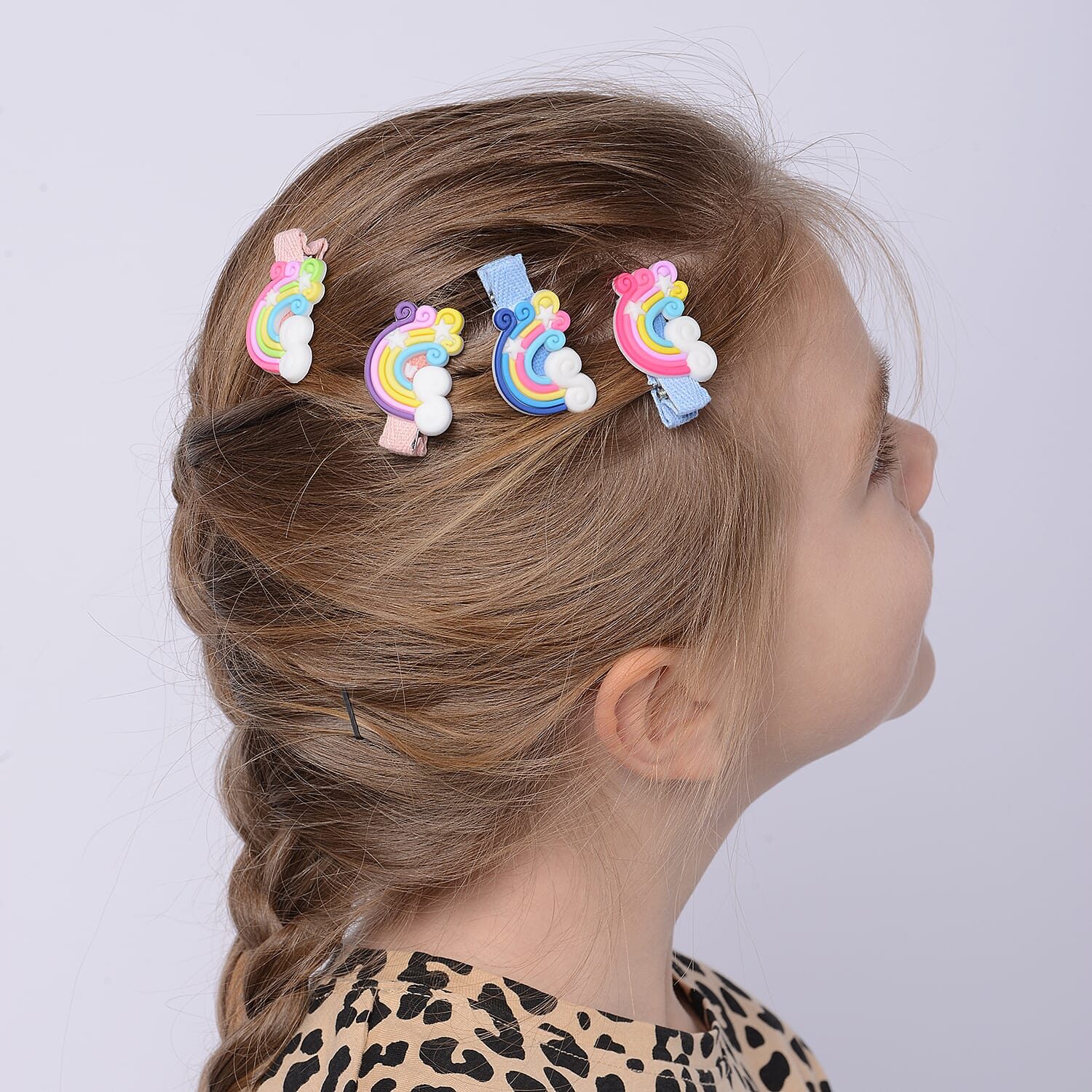 10 Pcs Multi Colour Unicorn & Cloud Design Hair Clip (Size 4x2 Cm)