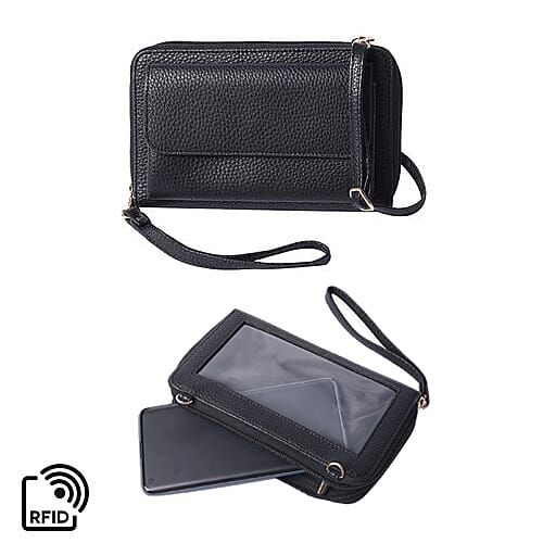 2 Piece Set - Black RFID Crossbody Bag and 4000mAh Wireless Power Bank