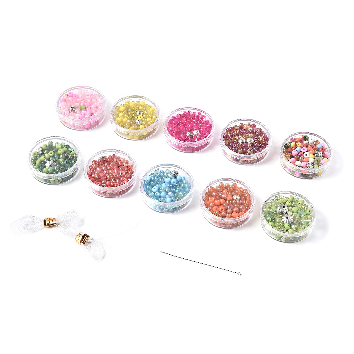 Multi Colour Mini Seed Beads and Metal Beads String Making DIY Kit