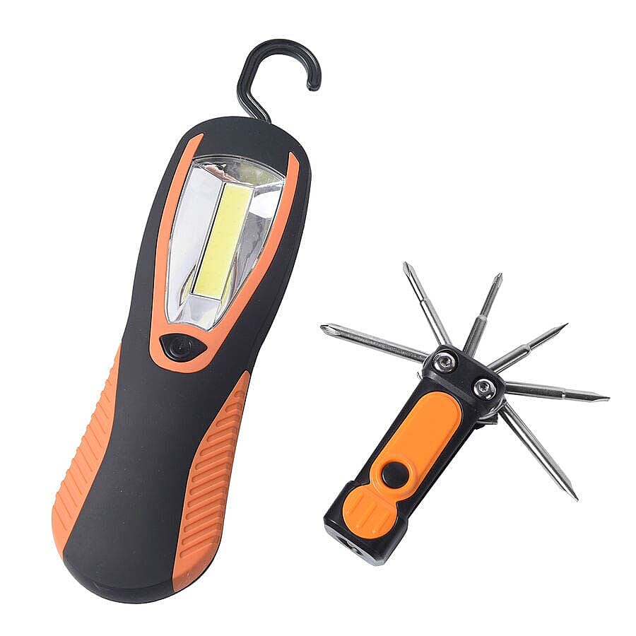 2 Piece Set - LED Light and 7-in-1 Multi Tool - Orange