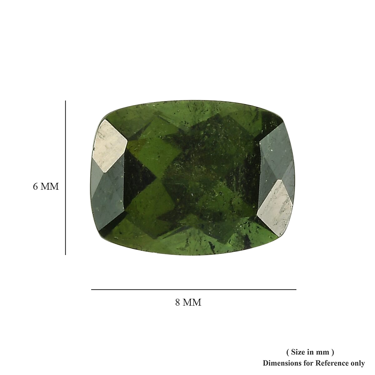 AAA Green Tourmaline Cushion 8x6 Faceted 1.63 Cts