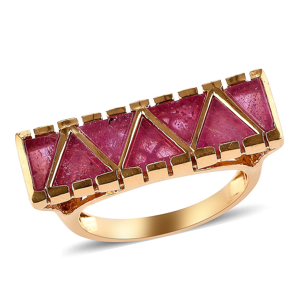 GP African Ruby (FF) and Blue Sapphire Ring in 14K Gold Overlay Sterling Silver 5.00 Ct.