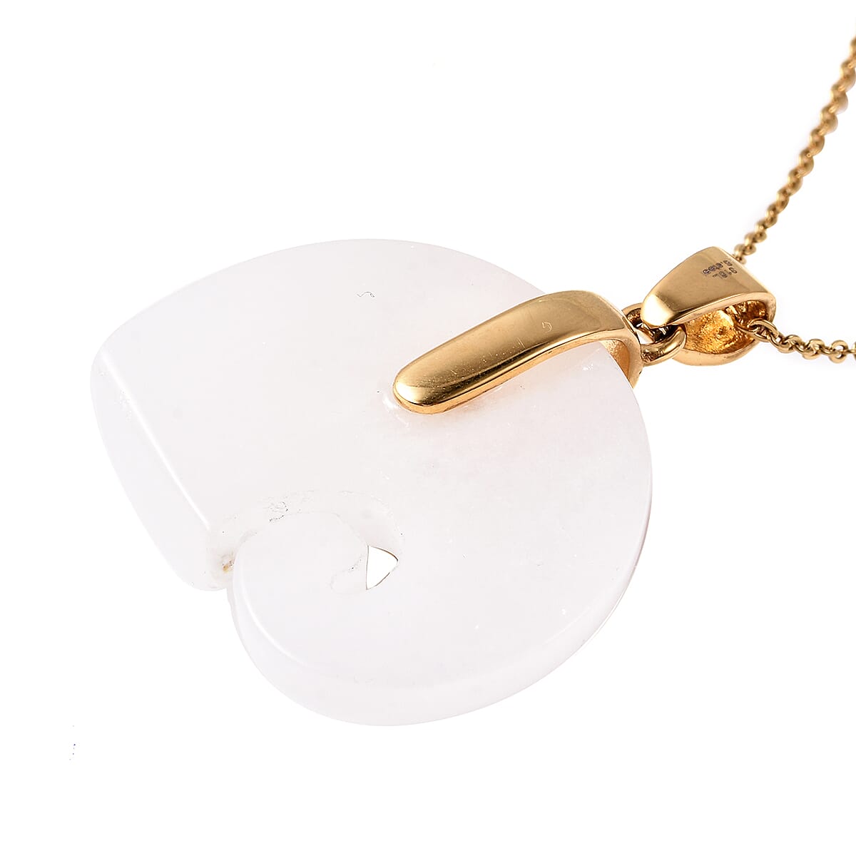 White and Green Jade Elephant Pendant with Chain (Size 20) in Yellow Gold Tone 83.85 Ct.