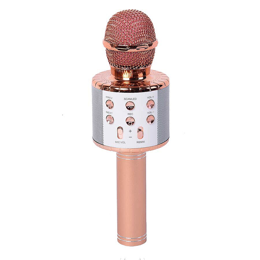 TV Special - Wireless Rechargable Karaoke Microphone with Bluetooth Speaker (Size 23 Cm) - Rose Gold