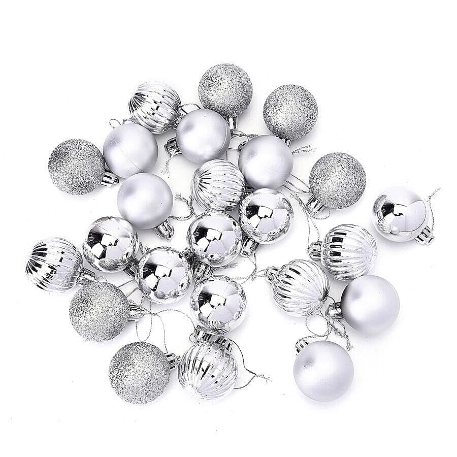 Tree Decoration Ball Set (24 Pcs) - Silver