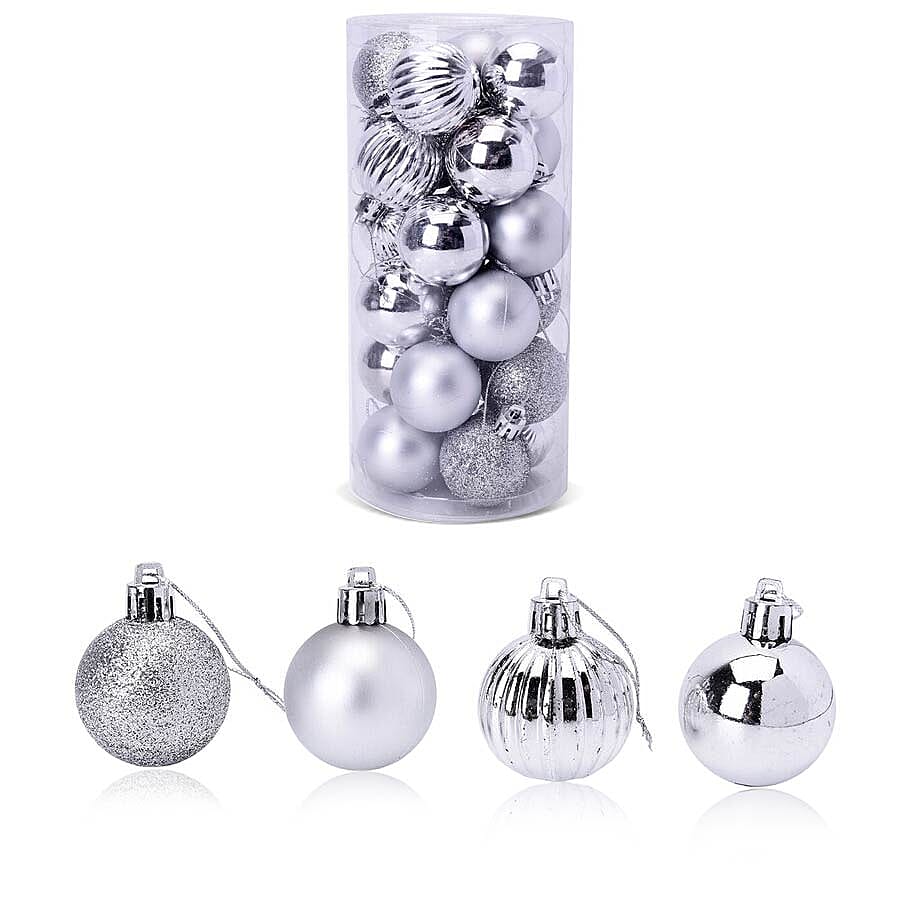Tree Decoration Ball Set (24 Pcs) - Silver