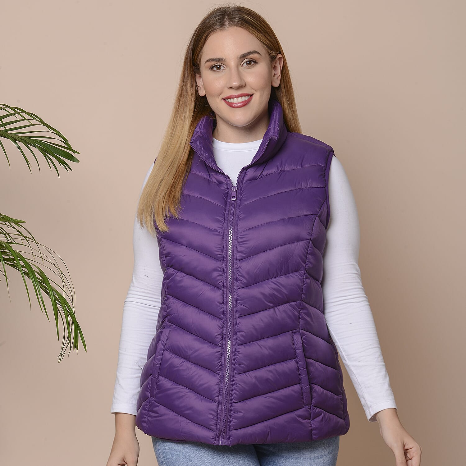 Winter Padded Gilet in Plum Purple
