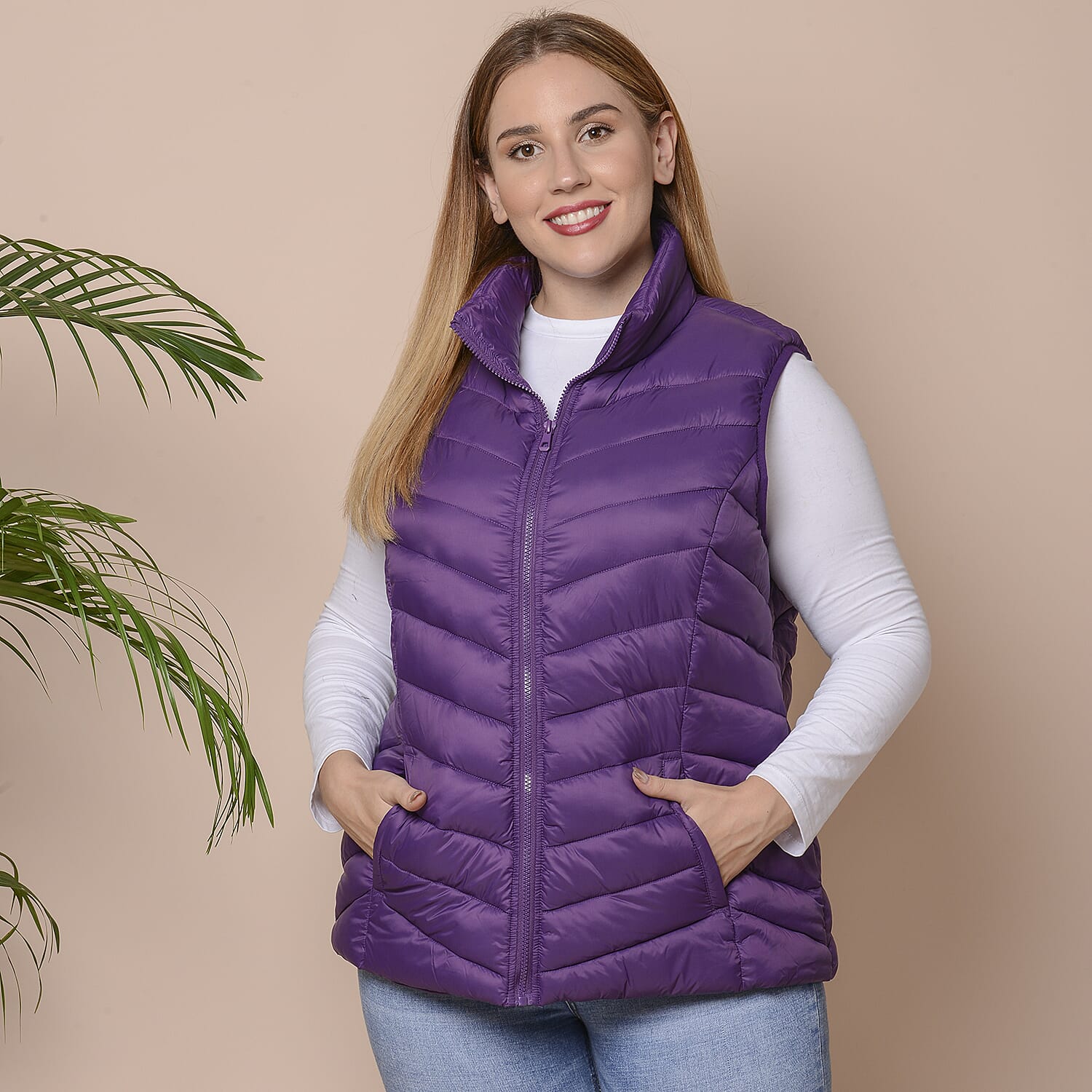 Winter Padded Gilet in Plum Purple