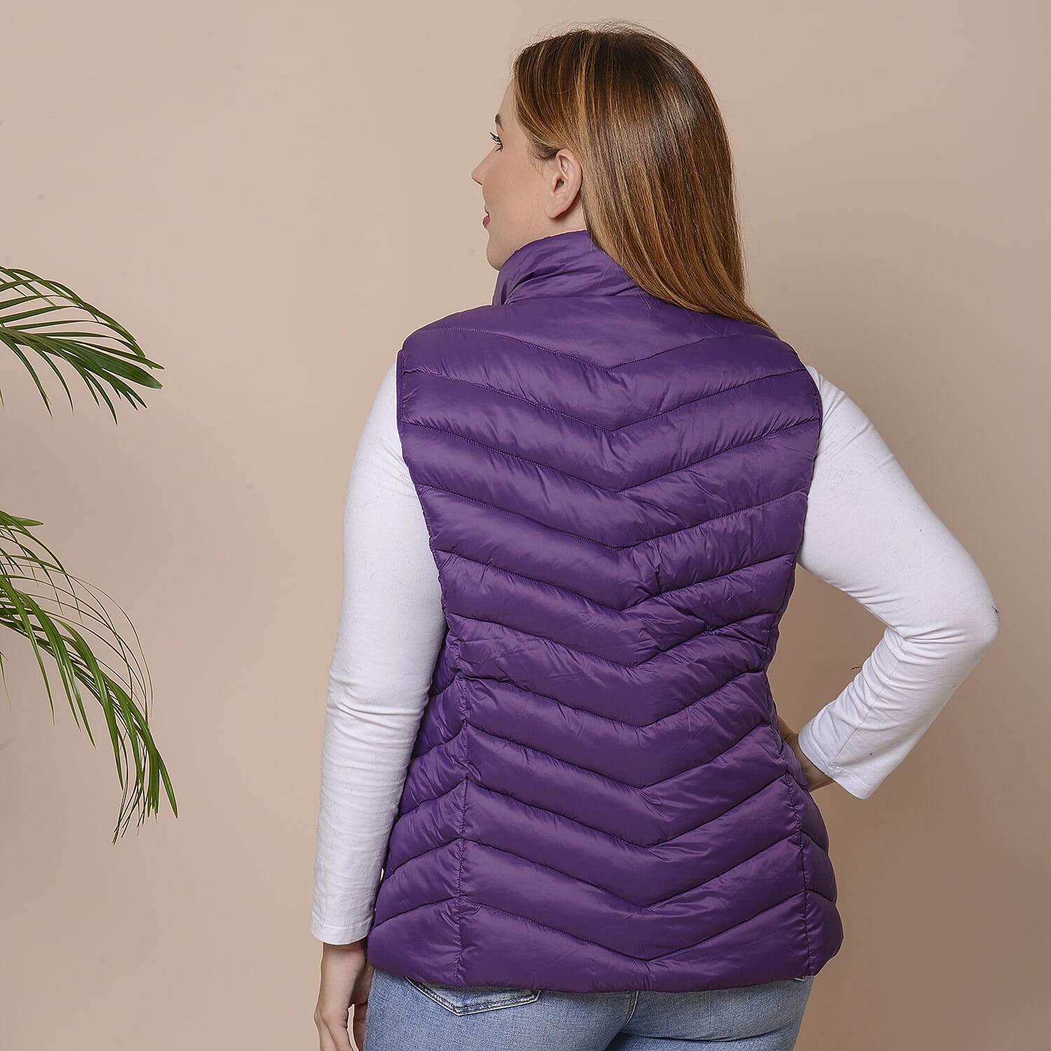 Winter Padded Gilet in Plum Purple